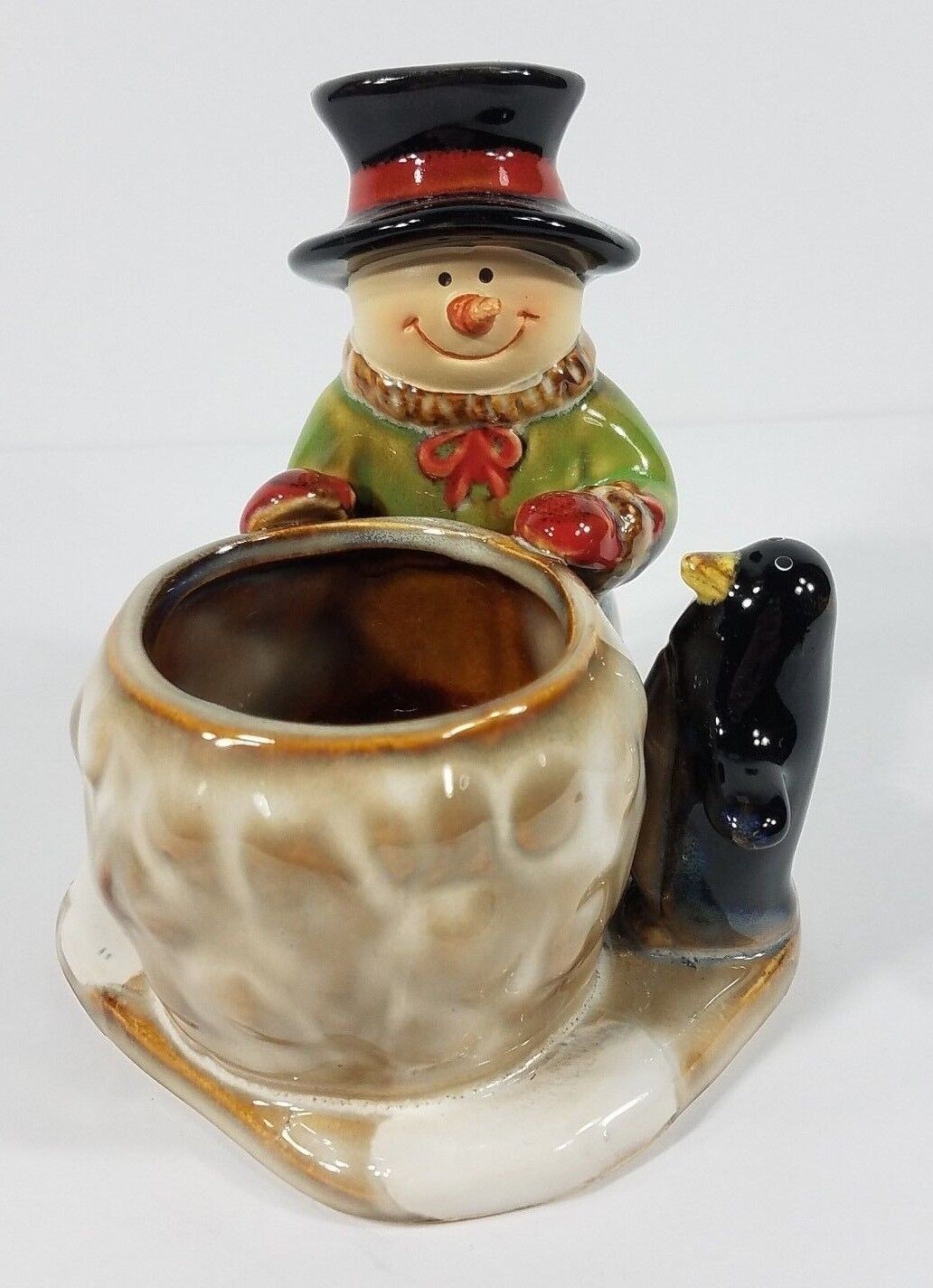 Yankee Candle Snowman Penguin Ronnie Walter ceramic holiday decorative votive
