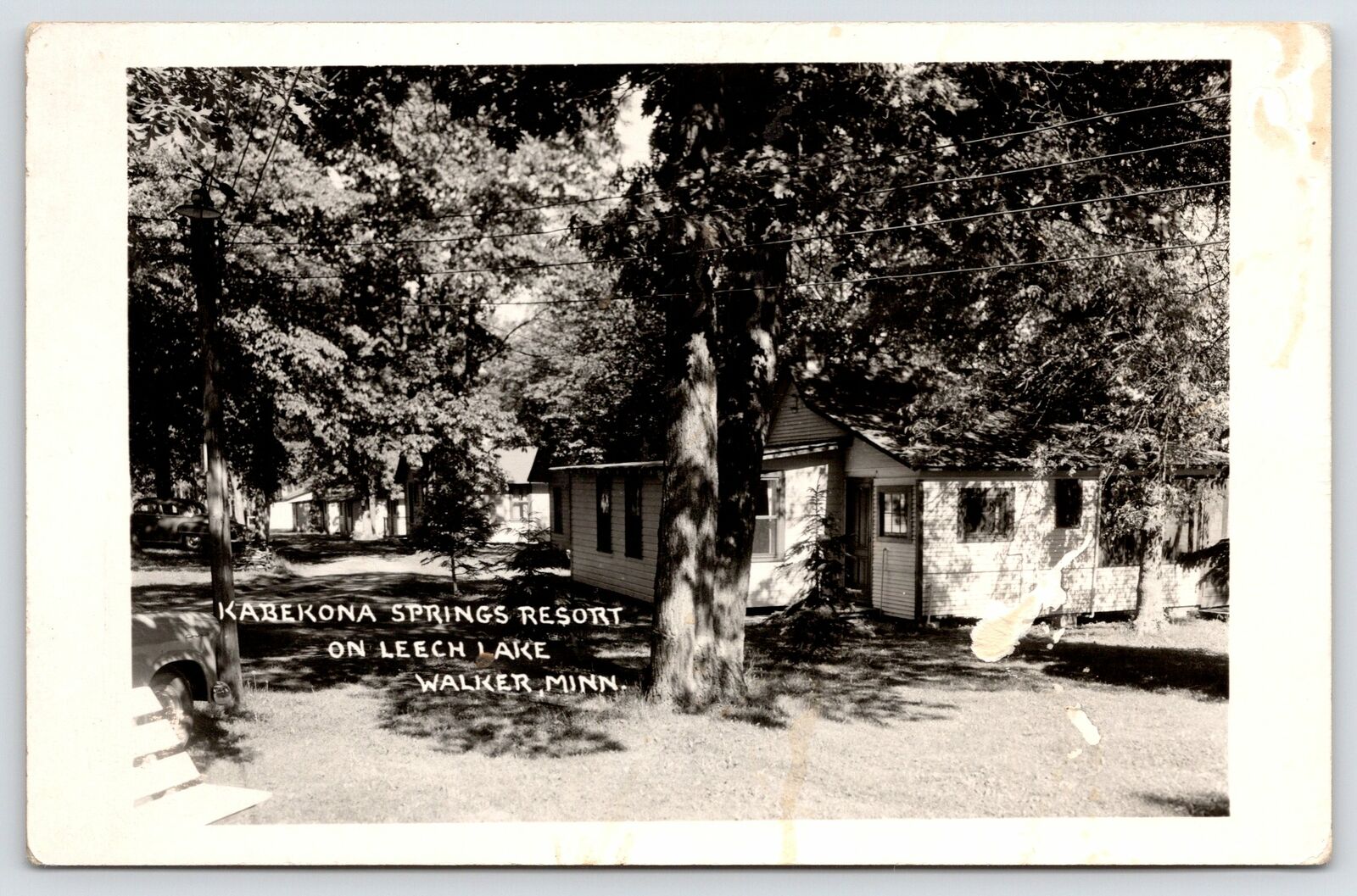 Walker Minnesota~Shade on Cabins of Kabekona Springs Resort c1950 RPPC Postcard 