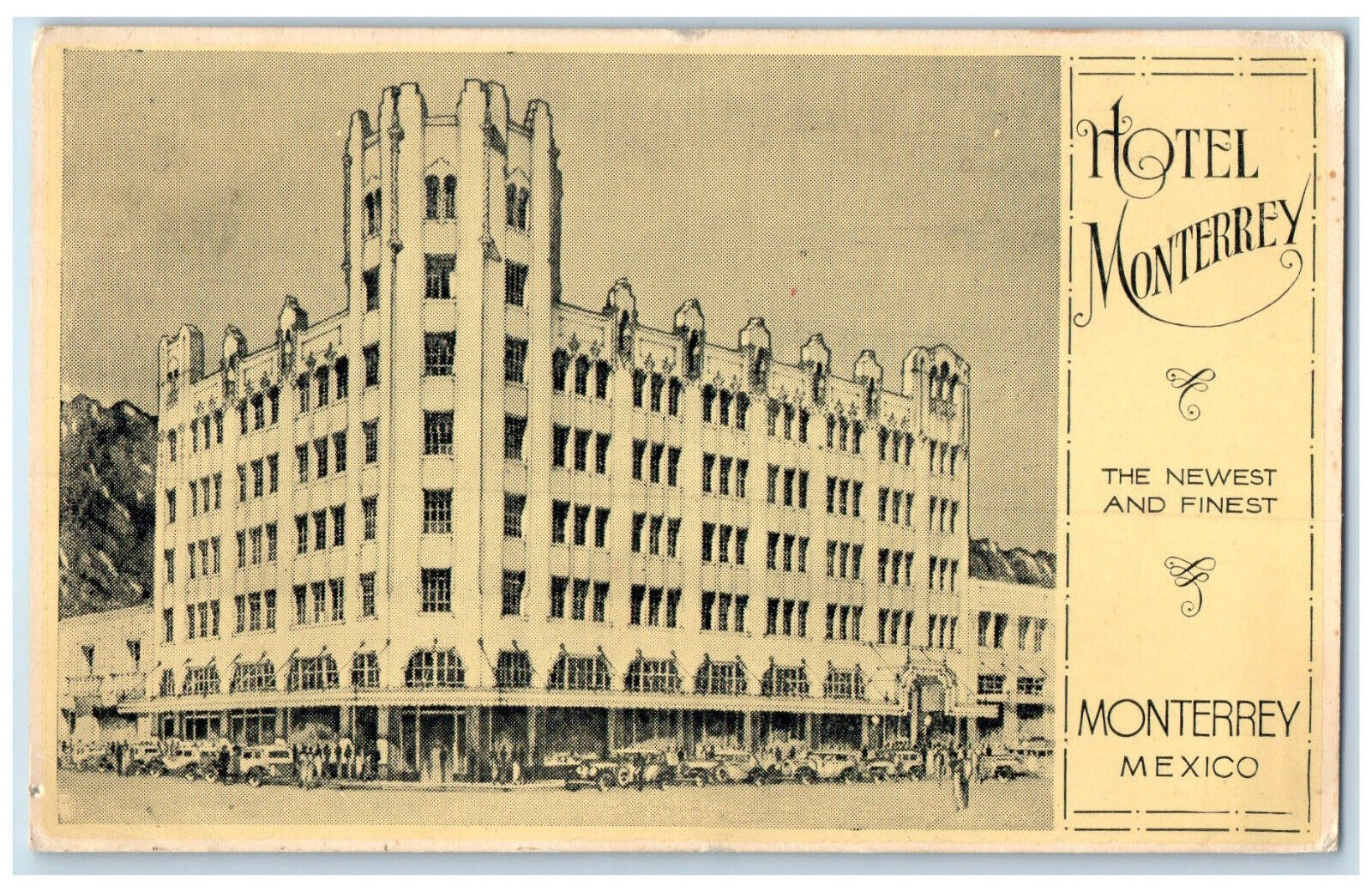 c1930's Hotel Monterrey Entrance View Monterrey Mexico Posted Vintage Postcard