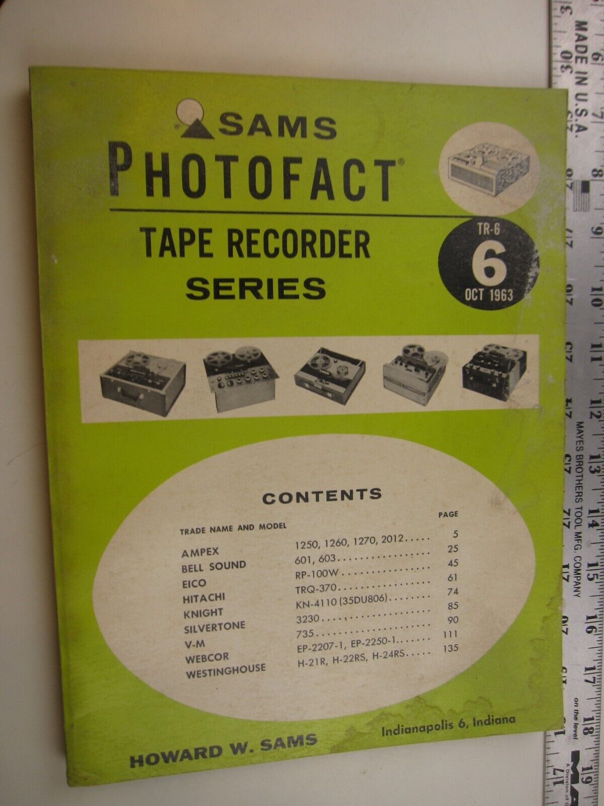 SF OCTOBER 1963 Sams Photofact   TAPE RECORDER Series TR-6  BIS