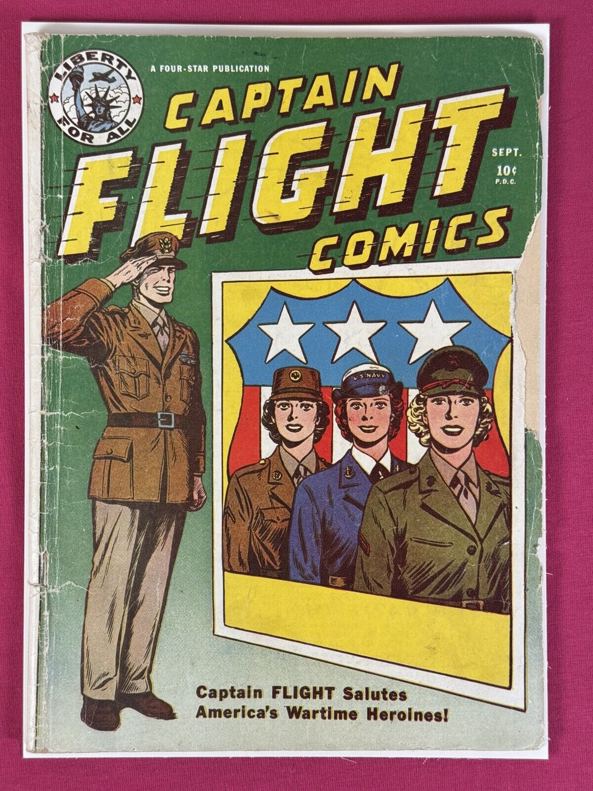 SCARCE 1944 Captain Flight Comics #4 - GOOD - Four Star Publications - KIEFER