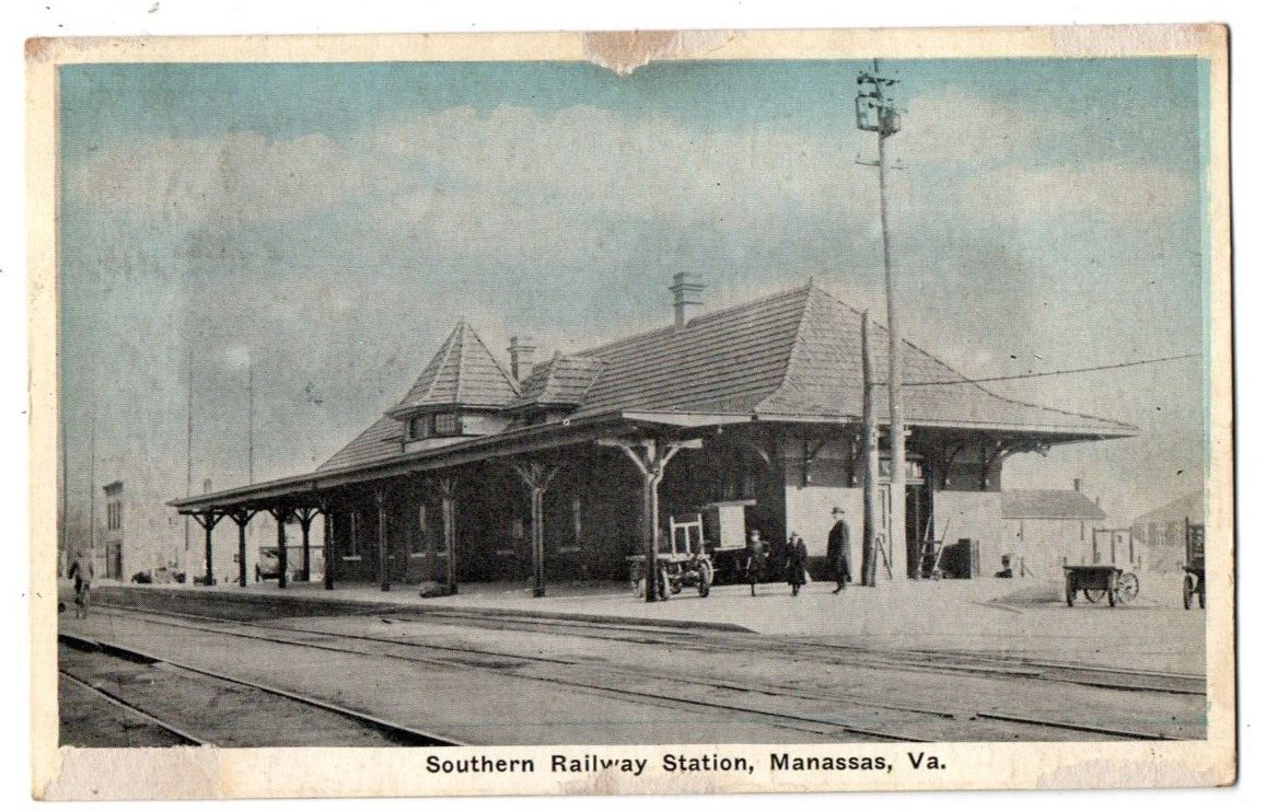 VA Virginia Manassas Southern Railway Station Railroad Train Depot Postcard