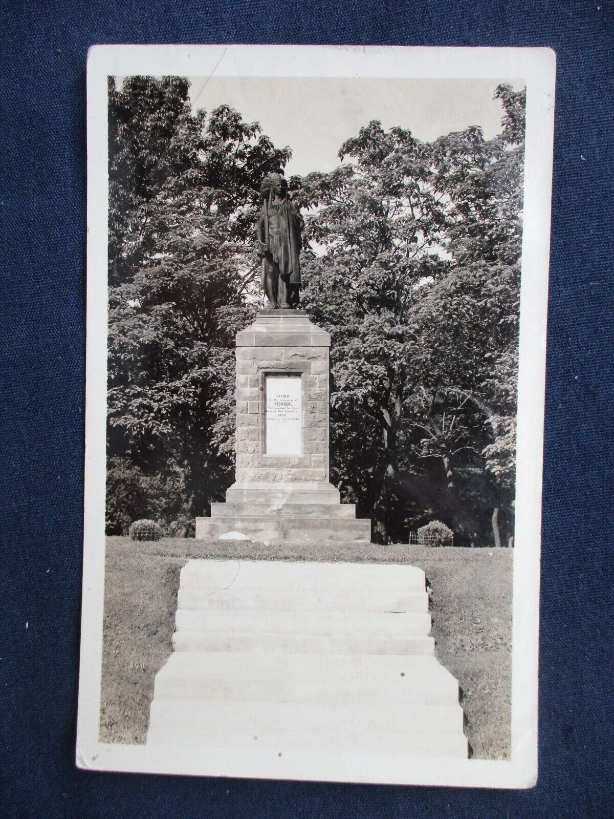 RP Keokuk Iowa Chief Keokuk Monument 1937 Postcard & Cancel