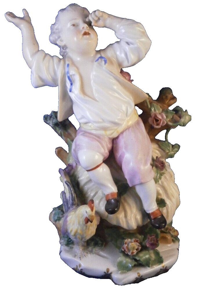 Antique 18thC Royal Vienna Porcelain Boy & Rooster Figurine Porzellan Figur Wien