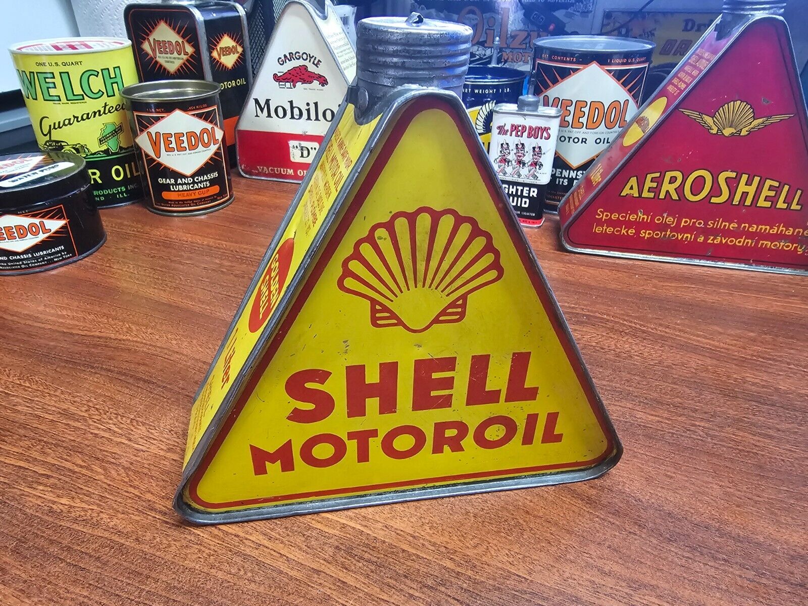 Vintage Shell Motor Oil Can, Triangle, 1920s