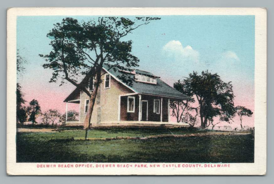 Deemer Beach Park Office ~ New Castle Co. Delaware Antique French Postcard 1937