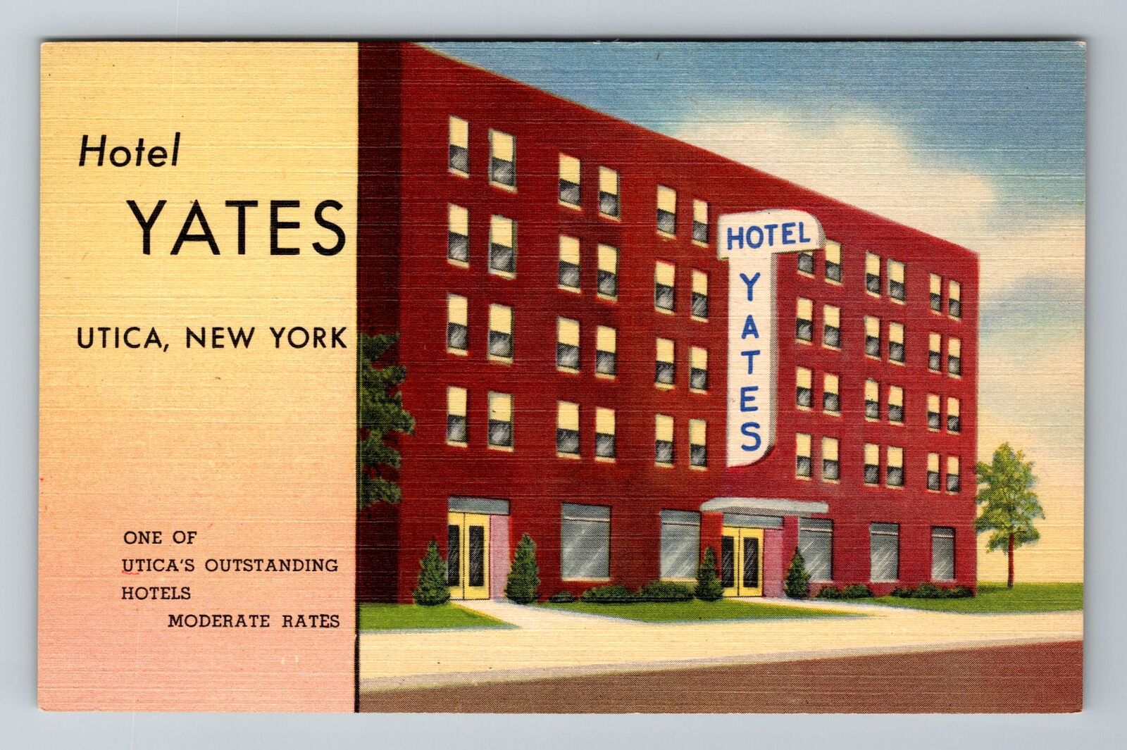 Utica NY-New York, Hotel Yates, Advertising, Antique, Vintage Souvenir Postcard