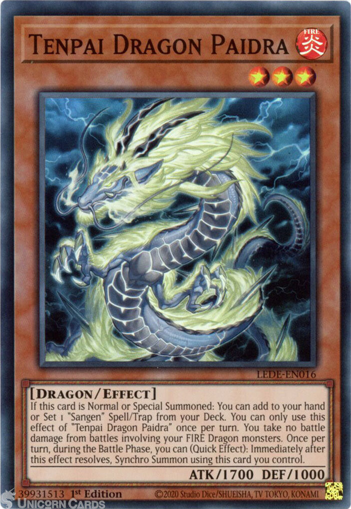 LEDE-EN016 Tenpai Dragon Paidra : Super Rare 1st Edition YuGiOh Card
