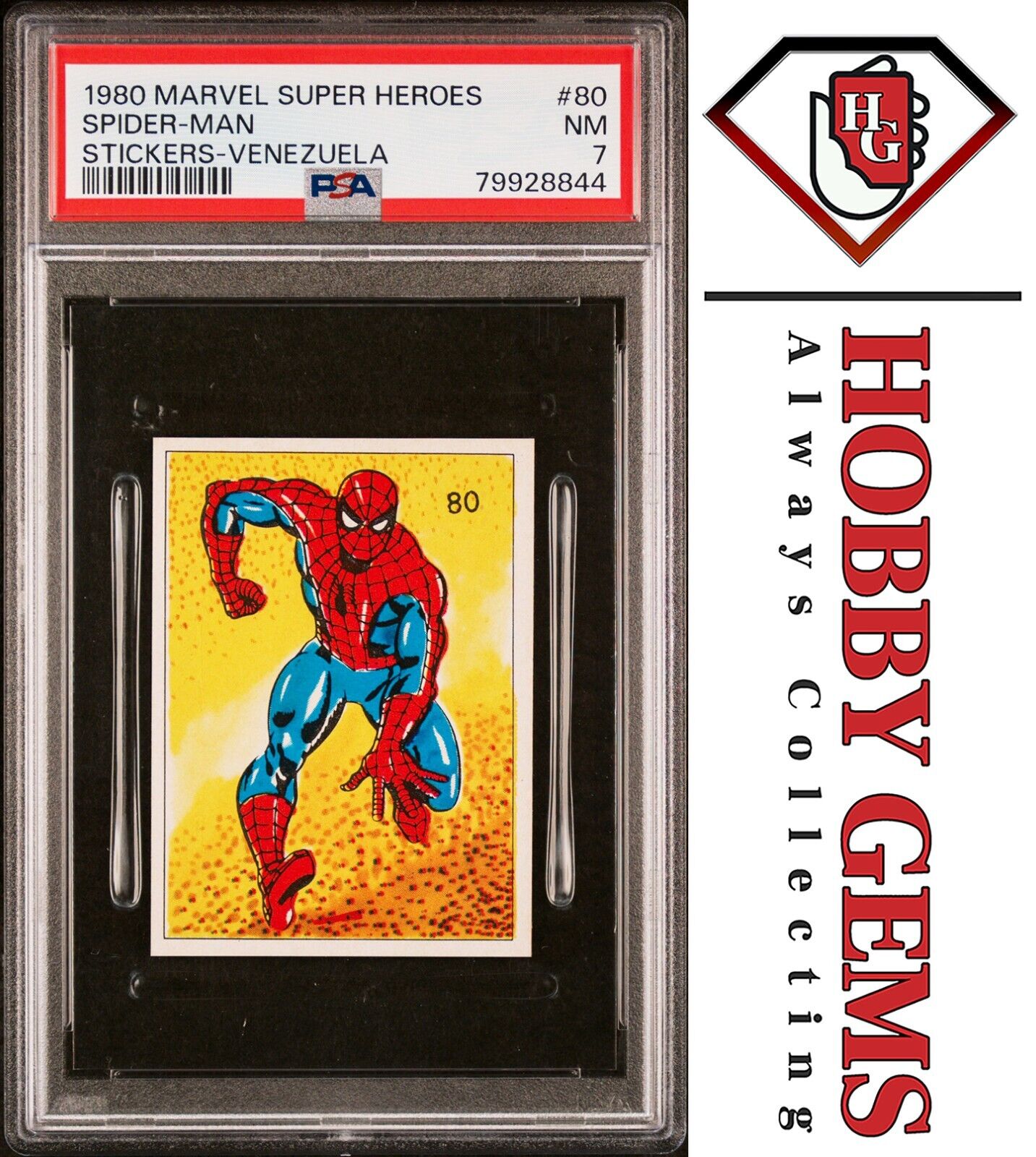 SPIDER-MAN PSA 7 1980 Marvel Super Heroes Sticker Venezuela #80