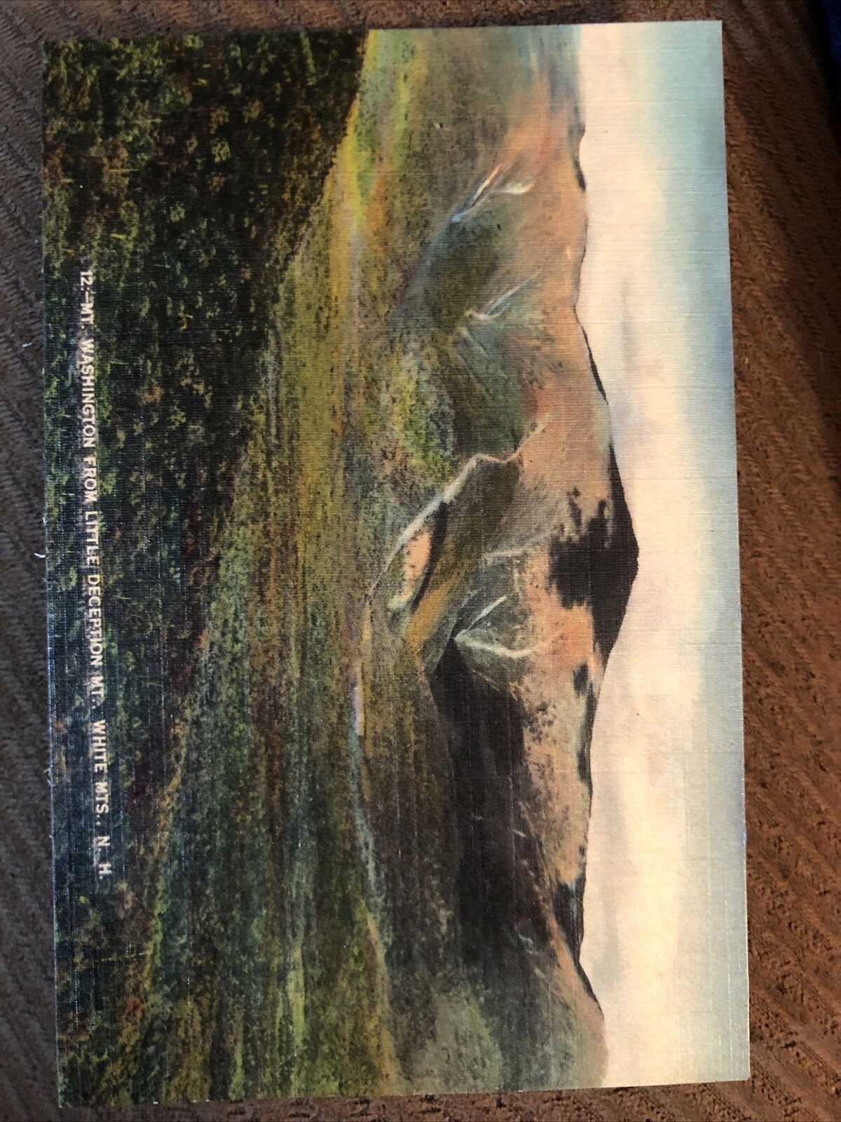 Vintage Linen Postcard Mt. Washington From Little Deception Mt.. White Mts. NH