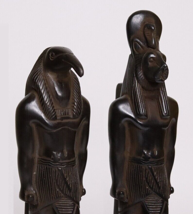RARE Statue Sekhmet and Thoth Egyptian gods Antique Egypt Handmade StoneBC