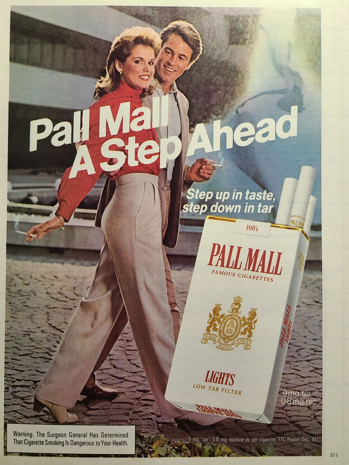Vintage Print Ad 1983 Pall Mall Lights Cigarettes Couple Smoking **See Descr**