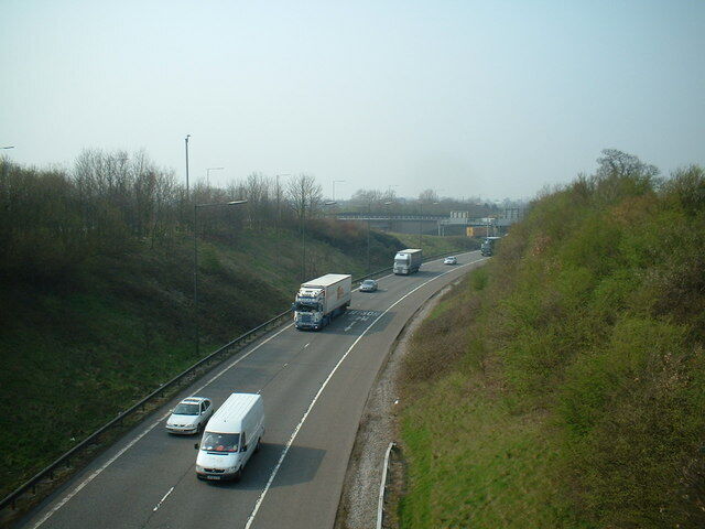 Photo 6x4 Slip road from M6 northbound to M42 Gilson Viewed from the foot c2007