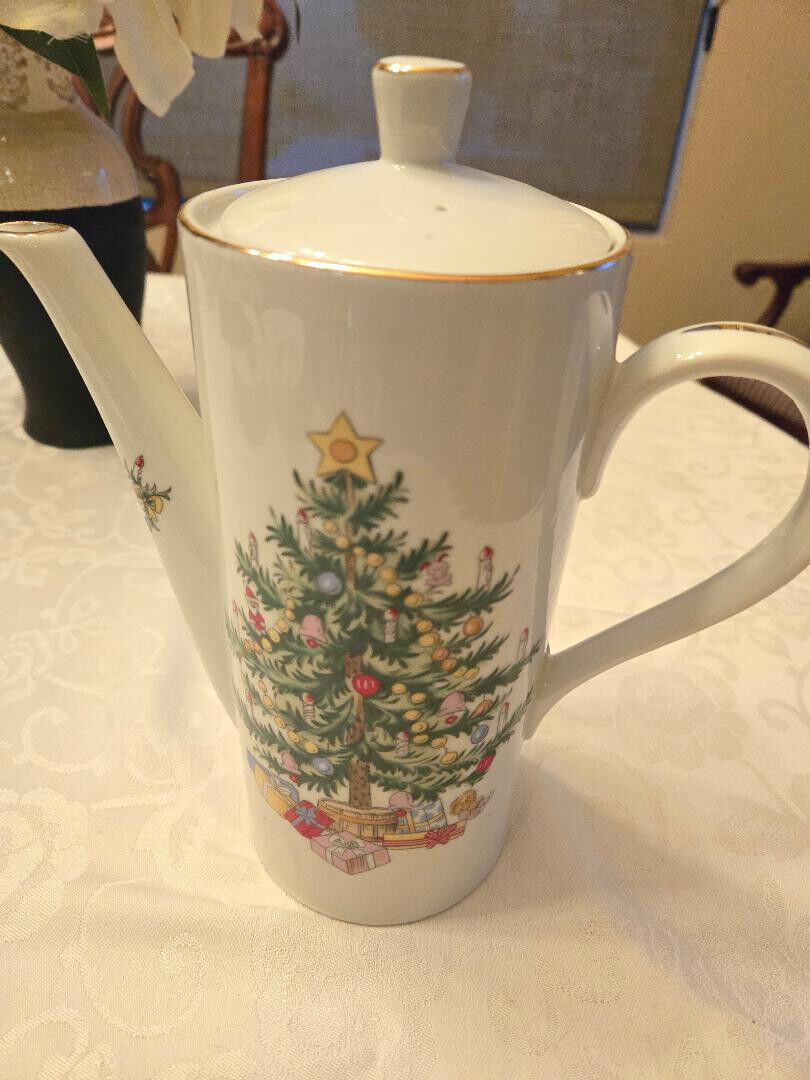 Vtg. Hand Painted Lefton Holiday Coffee Pot #1263