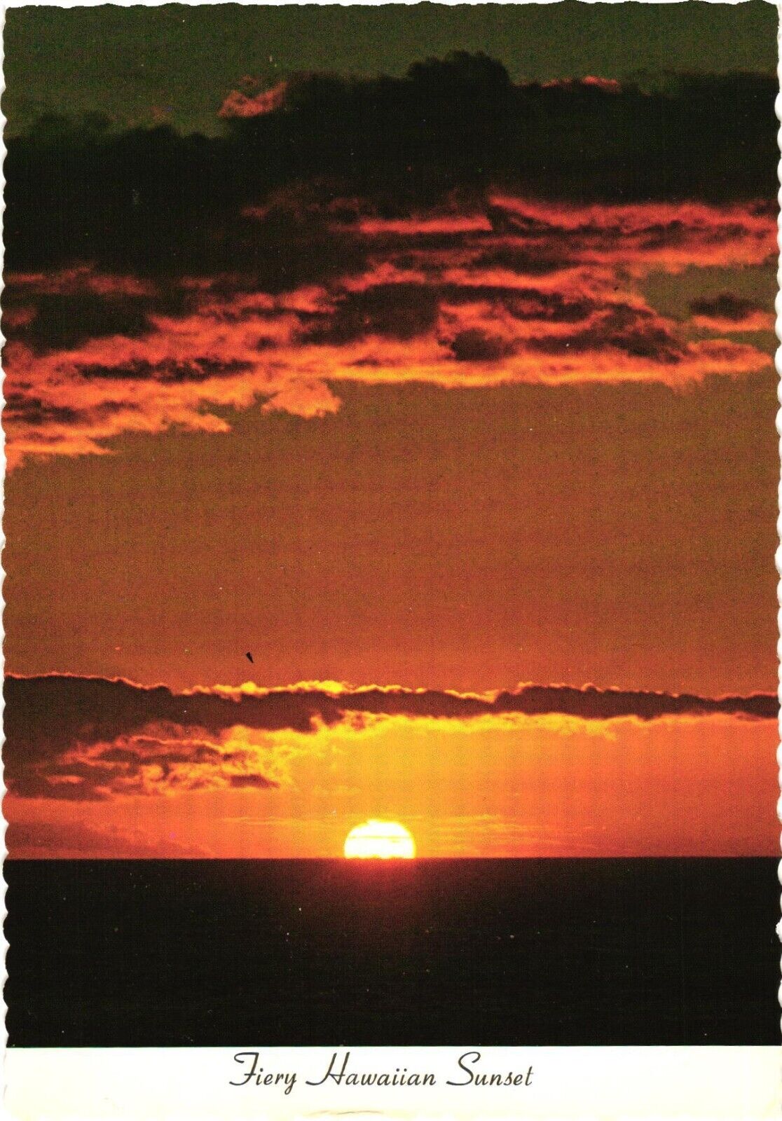 Fiery Hawaiian Sunset, As Seen From Kamaole Beach Kihei, Maui, Hawaii Postcard
