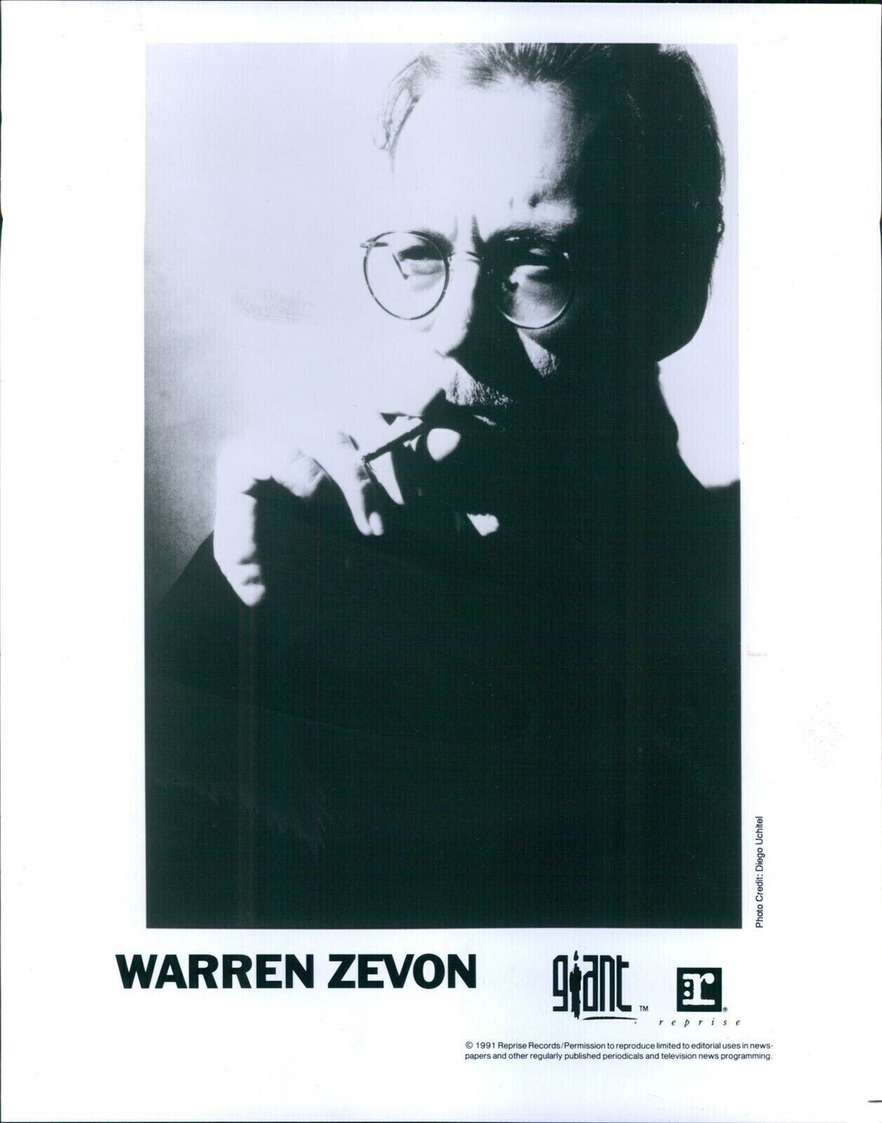 1991 Musician Warren Zevon Rock Songwriter Singer Giant Records 8X10 Press Photo