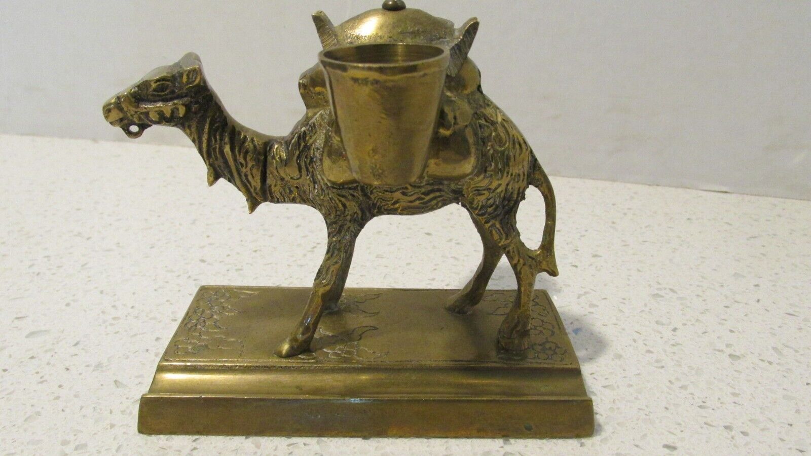 Brass Mid Century Camel w/2 Baskets to hold Thimble/Matches