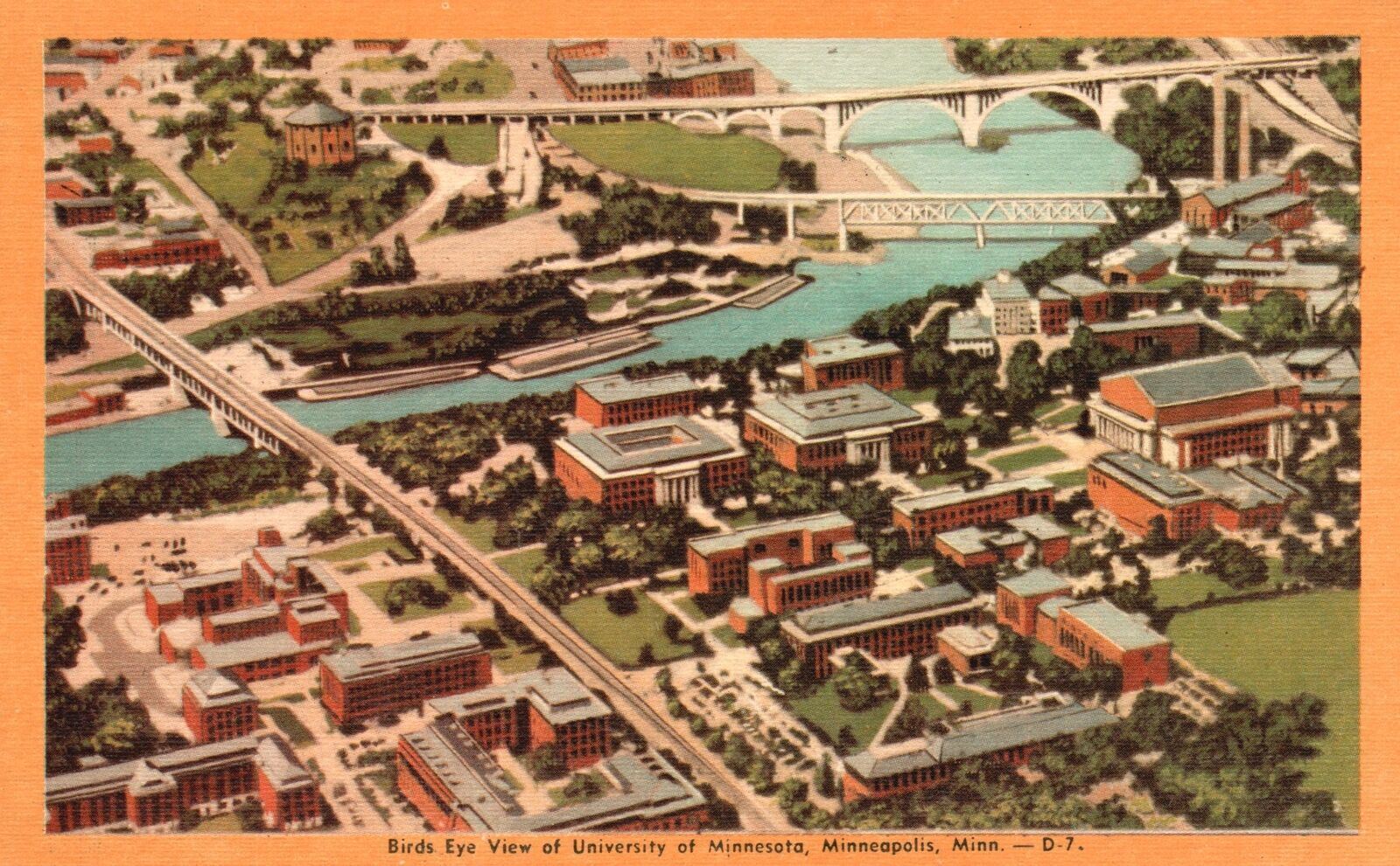 Minnesota MN-Minneapolis, 1948 Birds Eye View of University Vintage Postcard