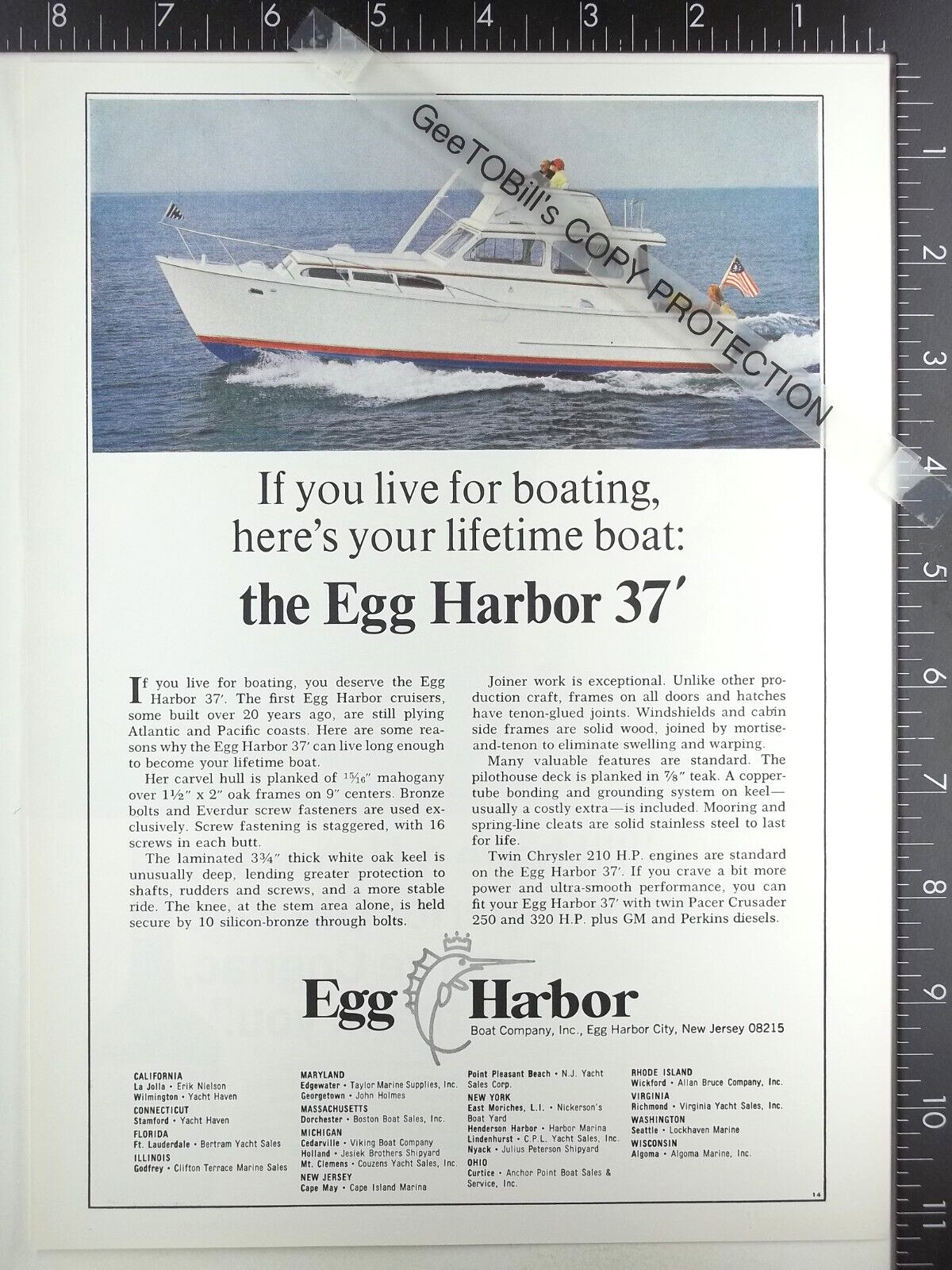 1967 ADVERTISING ADVERTISEMENT for Egg Harbor 37 boat motor yacht
