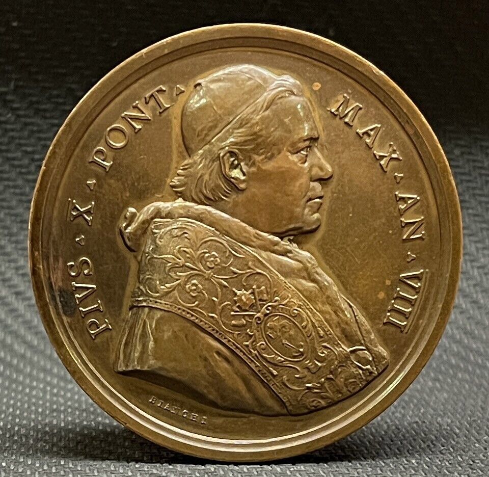 BY BIANCHI ITALY 1911 POPE PIUS X PONT. MAX. ANUAL MEDAL PONTIFICE VATICAN BRONZ