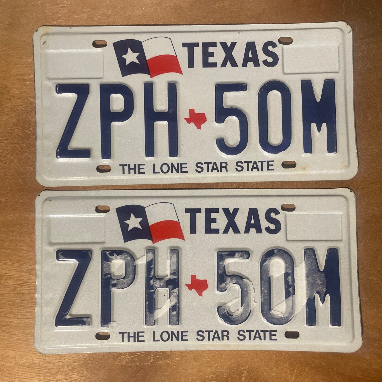 1990s Texas License Plate Pair # ZPH-50M