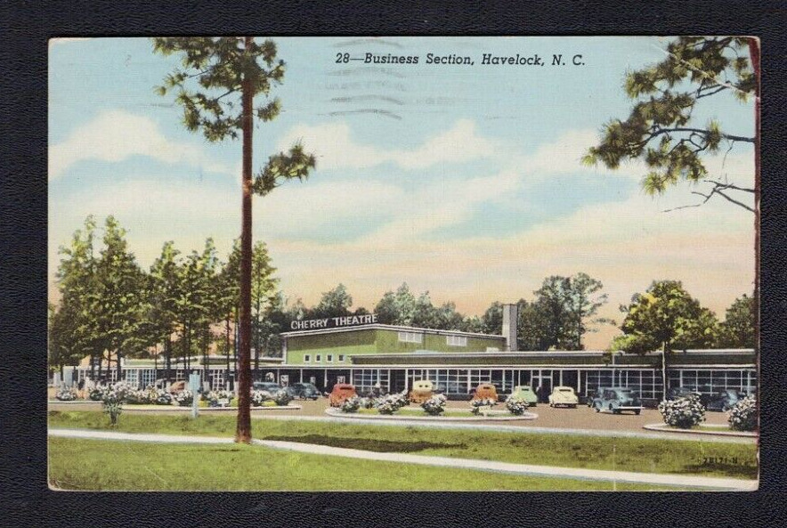 Havelock NC North Carolina Business Section Theatre Old Craven County Postcard