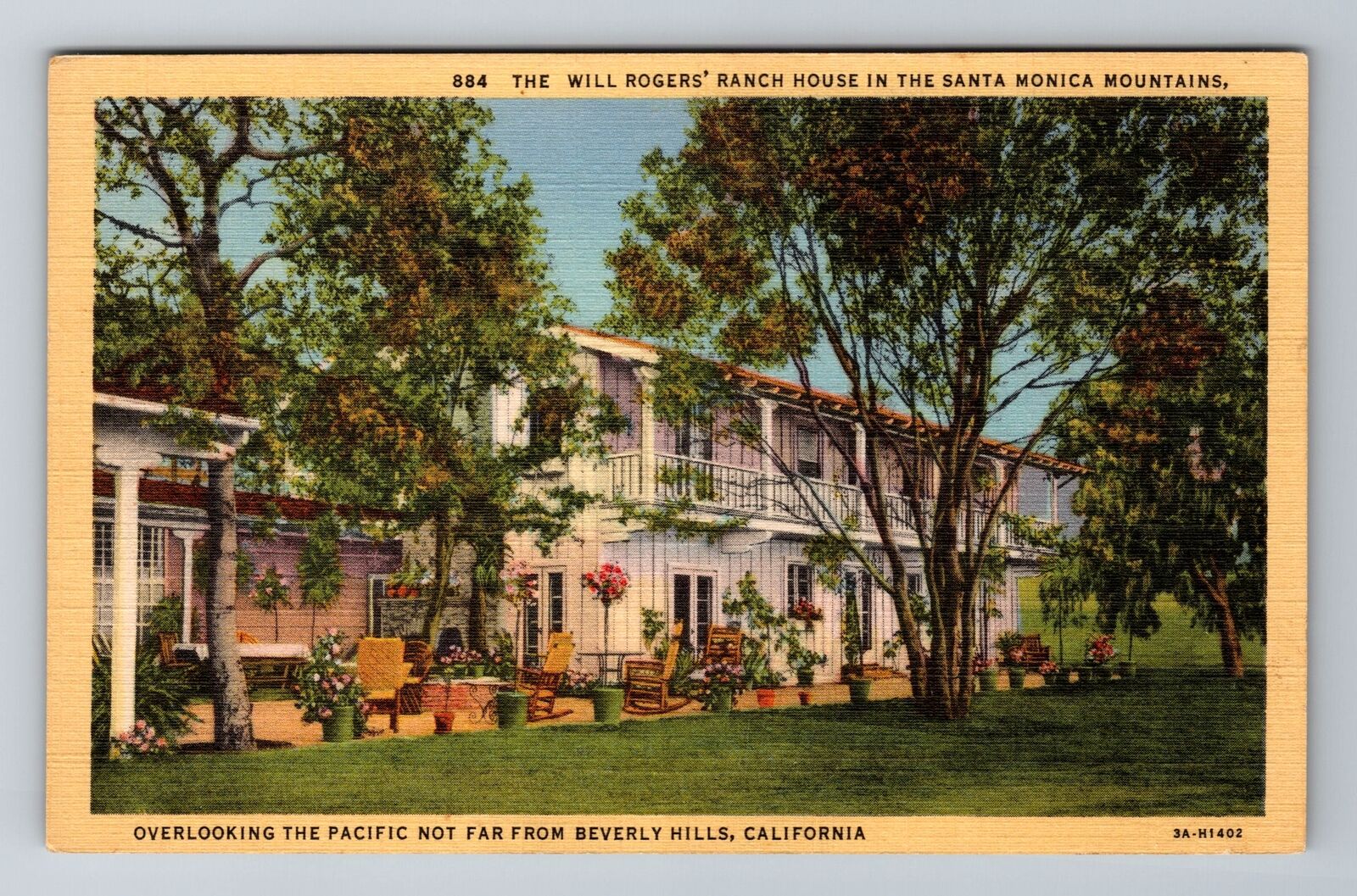 Beverly Hills CA-California, Will Rogers Ranch House, Antique, Vintage Postcard