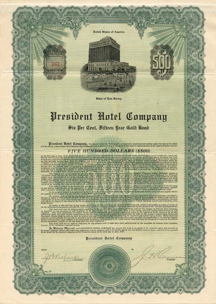 President Hotel Co. - Hotel Stocks & Bonds