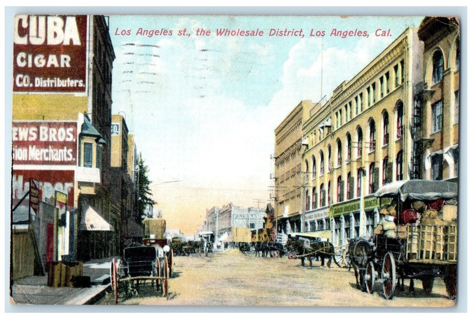 1909 Los Angeles St Wholesale District Los Angeles California Vintage Postcard