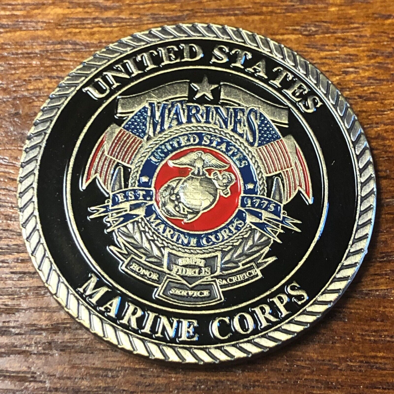 United States Marine Corp Challenge Coin With Plastic Stand