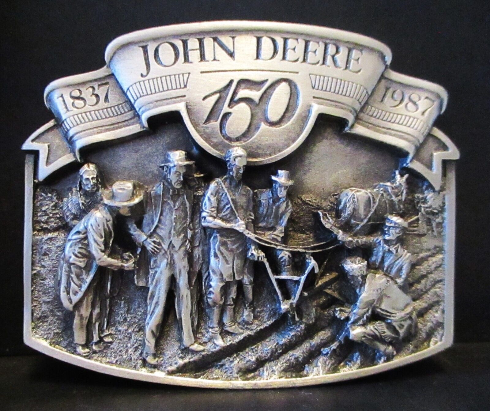 John Deere Belt Buckle 150 Sesquicentennial Birthday Horse Drawn Plow Demo 1987
