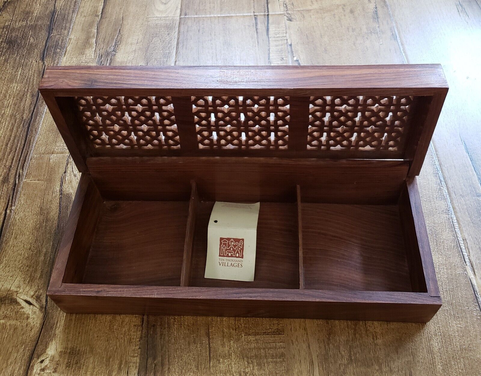 Ten Thousand Villages VTG Wooden Trinket Box Keepsake Shesham Hand Crafted India