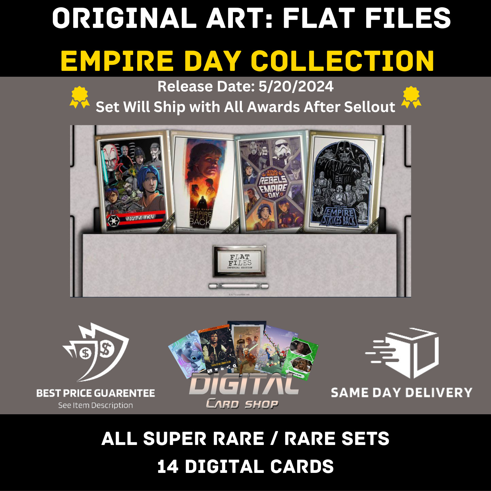 Topps Star Wars Card Trader Flat Files Empire Day ALL Super Rare Rare Sets 14