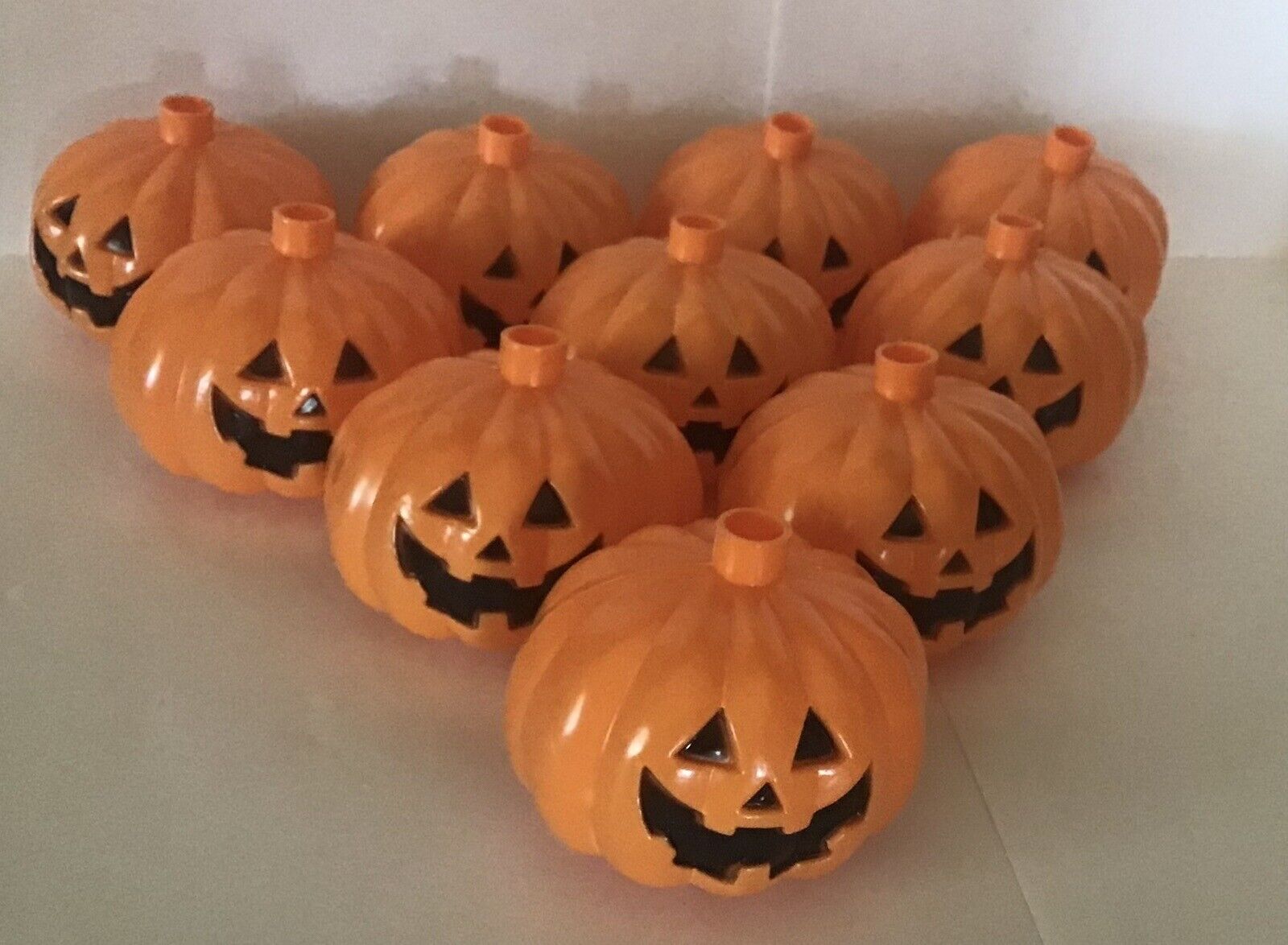 VTG  (10) Halloween Pumpkin Jack O Lantern Blow Mold String Light Covers Only