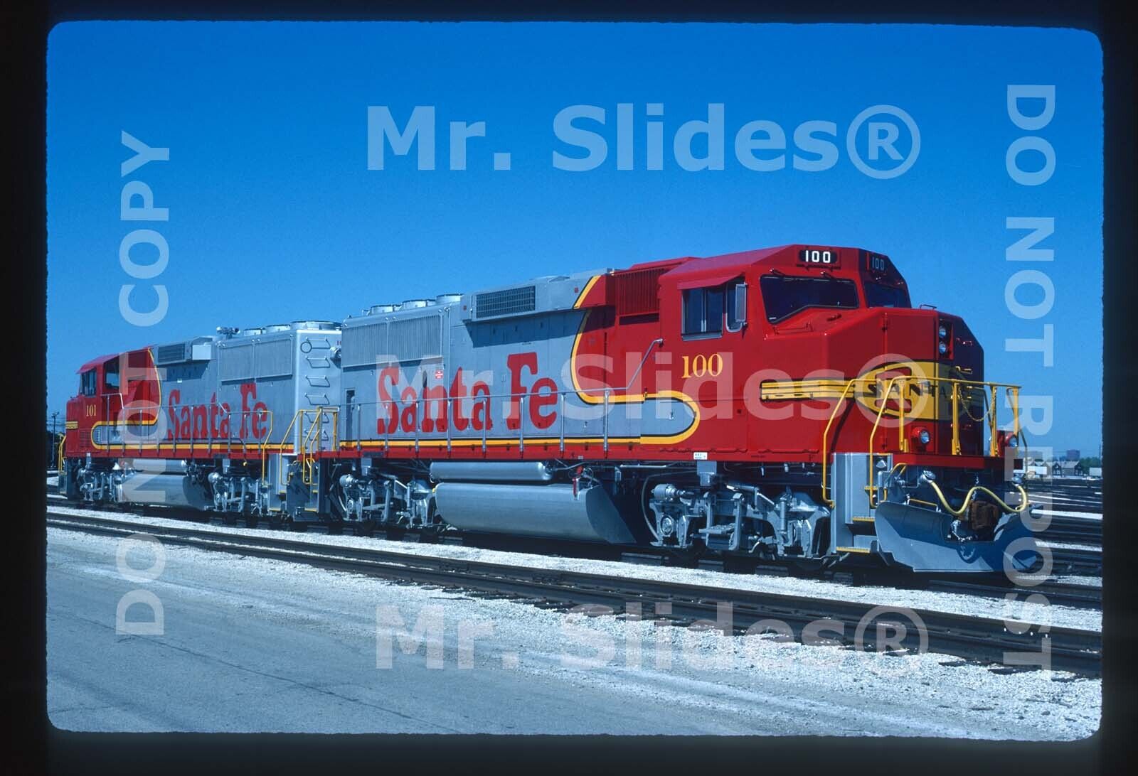 Original Slide ATSF Santa Fe Brand New GP60Ms 100 & 101 In 1990 At Chicago IL