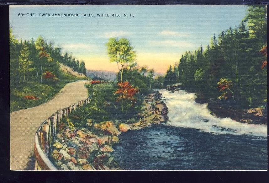 VTG Postcard Linen 1930-45, The Lower Ammonoosuc Falls, White Mts New Hampshire