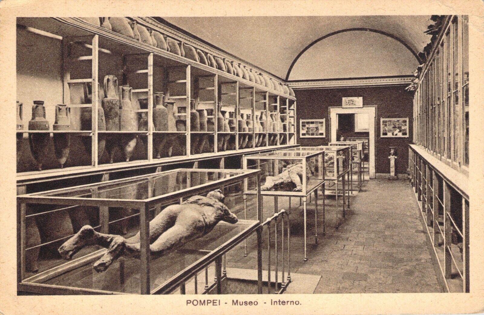 Vintage Postcard Italian Pompeii Museum Museo Mummies Petrified Vesuvius Italy