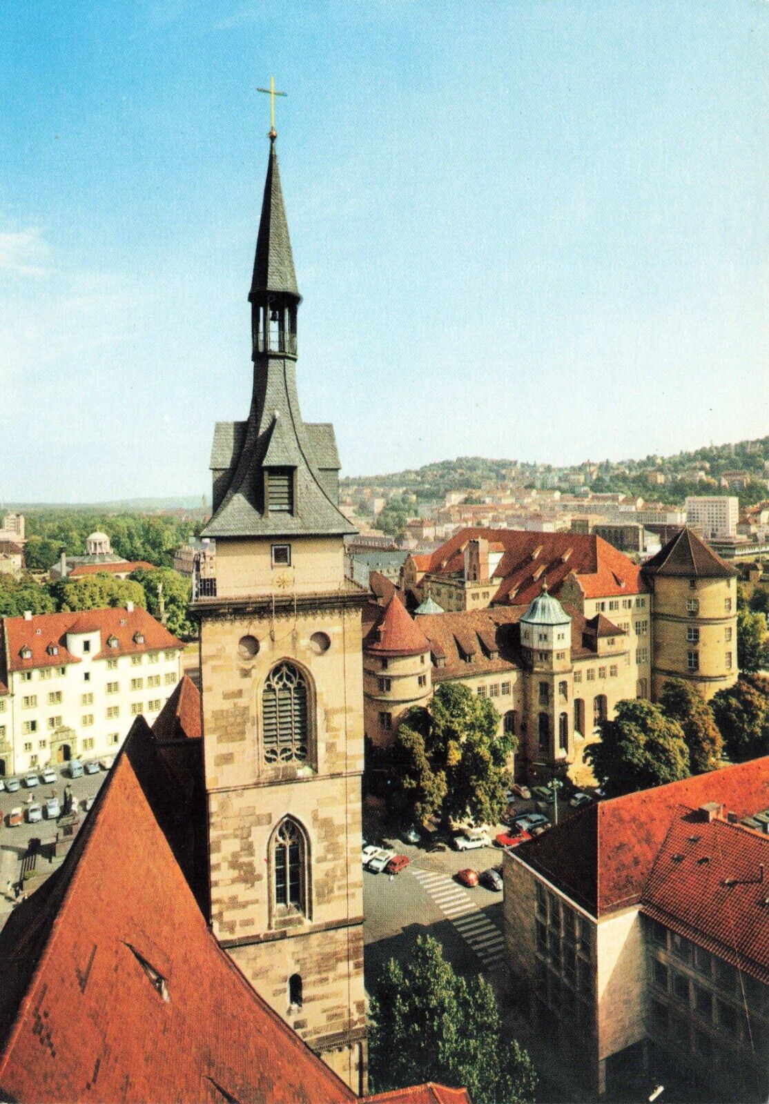 Postcard Germany Stuttgart View from the Collegiate Church to the Old Castle