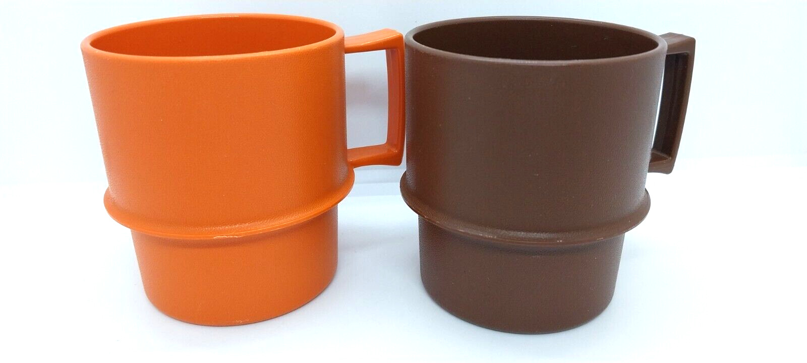 Vintage Tupperware Set of 2 Coffee Juice Milk Cups 1312 Autumn Colors Stackable