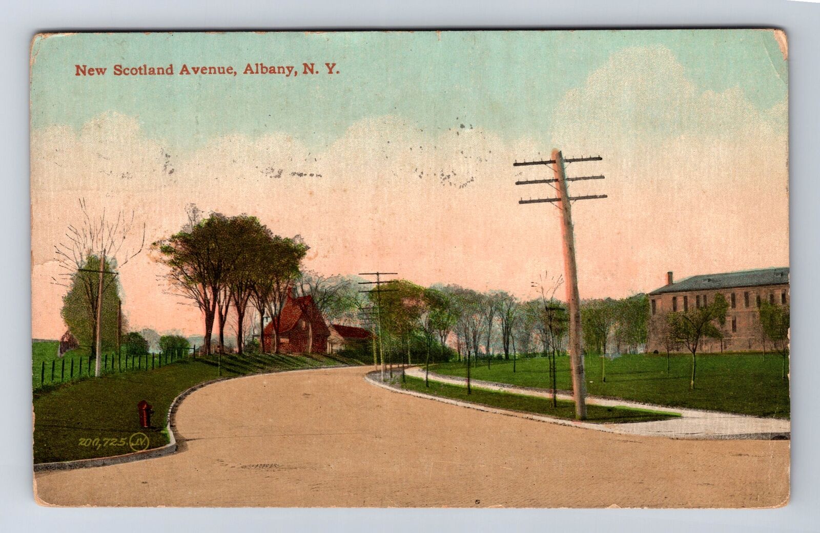 Albany NY-New York, New Scotland Avenue, Antique Vintage c1913 Postcard