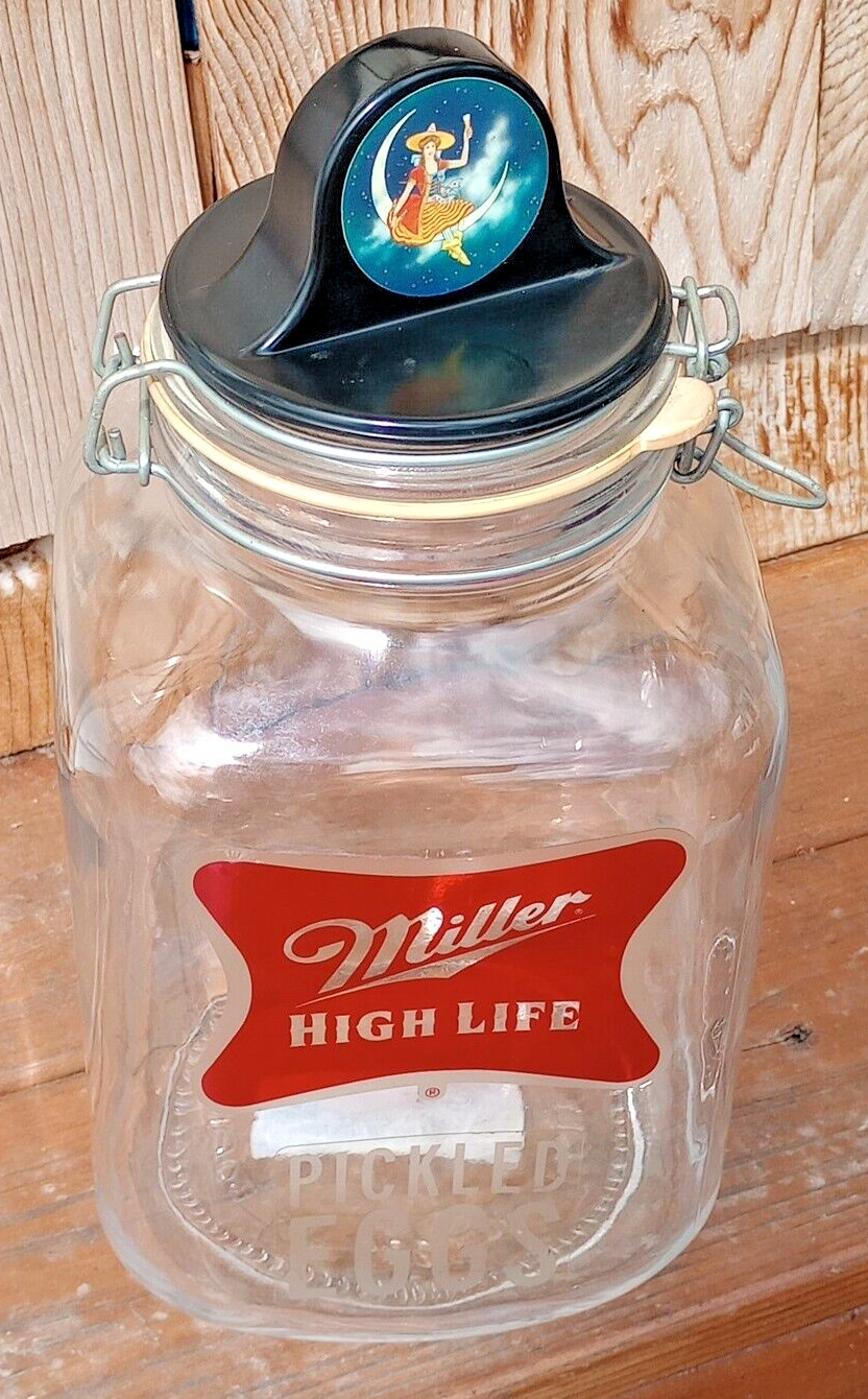 Rare 1950s Black MILLER HIGH LIFE Beer Pickled egg Jar
