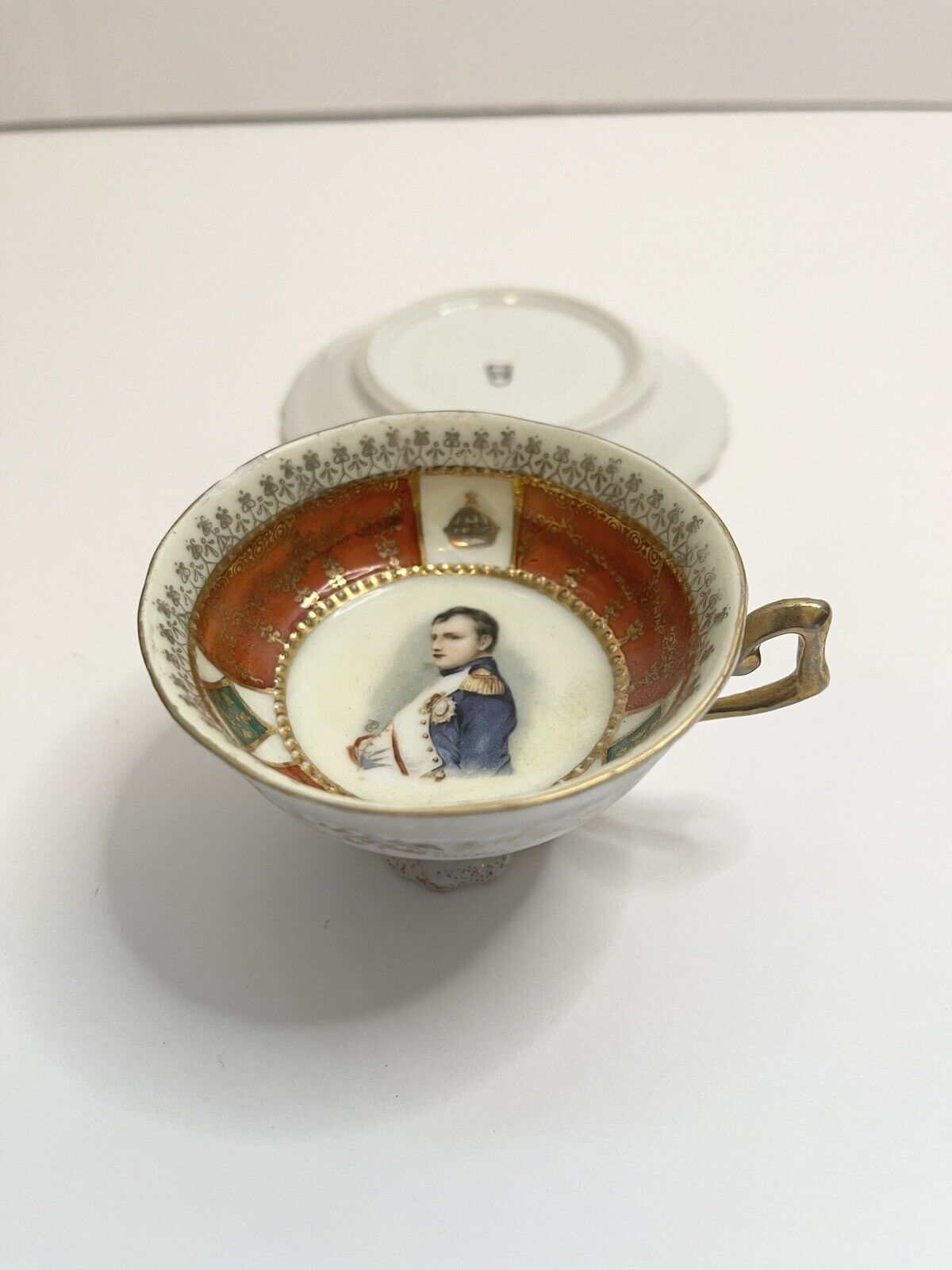 Rare Antique Tea Cup and Saucer With Napoleon Portrait. Possibly by Edme Samson