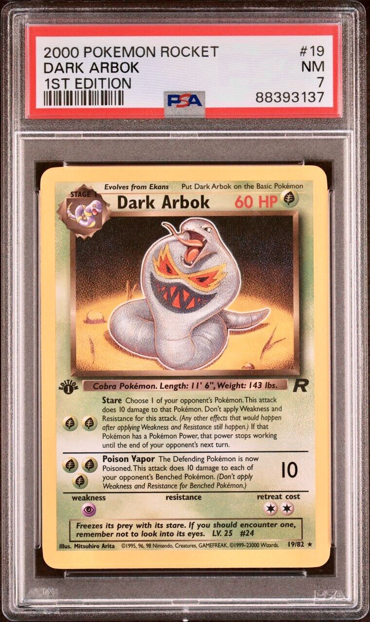 2000 Pokemon Rocket 1st Edition #19 Dark Arbok PSA 7 🔥