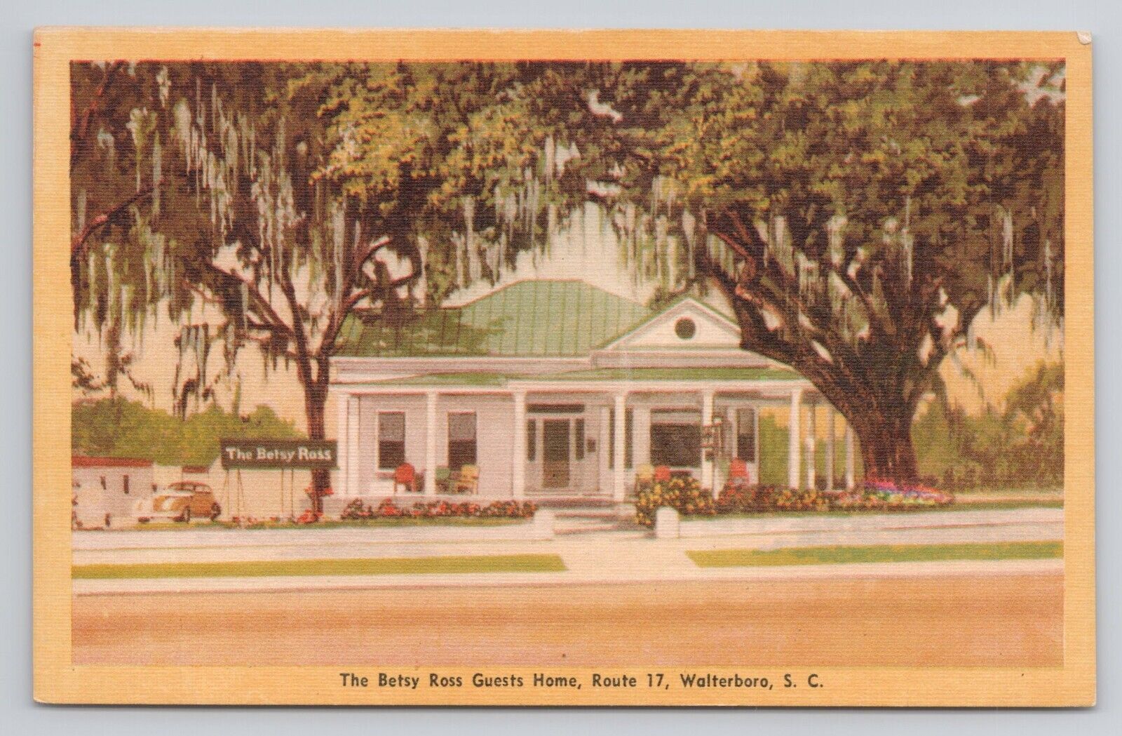 The Betsy Ross Guest Home Walterboro SC Linen Postcard No 4481