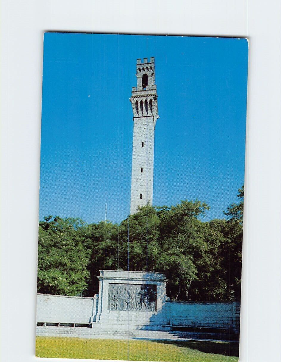 Postcard Pilgrim Memorial Monument and Bas-Relief Provincetown Cape Cod MA USA