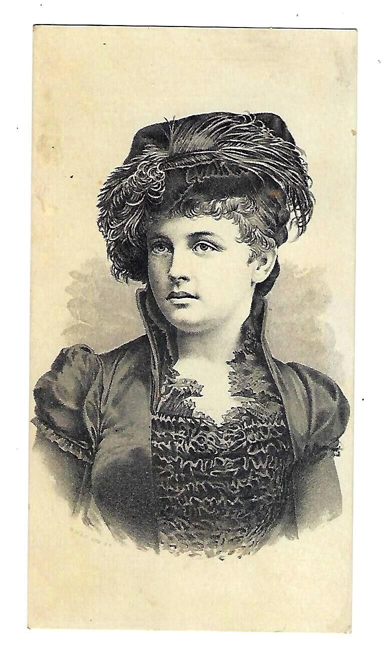 c1880\'s Trade Card Wilbur J. Sanborn, Corsets, Tilton, N.H. Victorian Lady