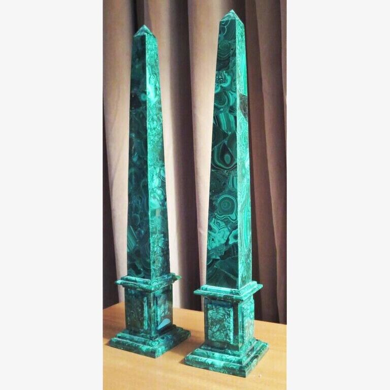 Malachite Obelisk Pair Set, Egyptions Obelisk Monument, Cyber Monday Sale