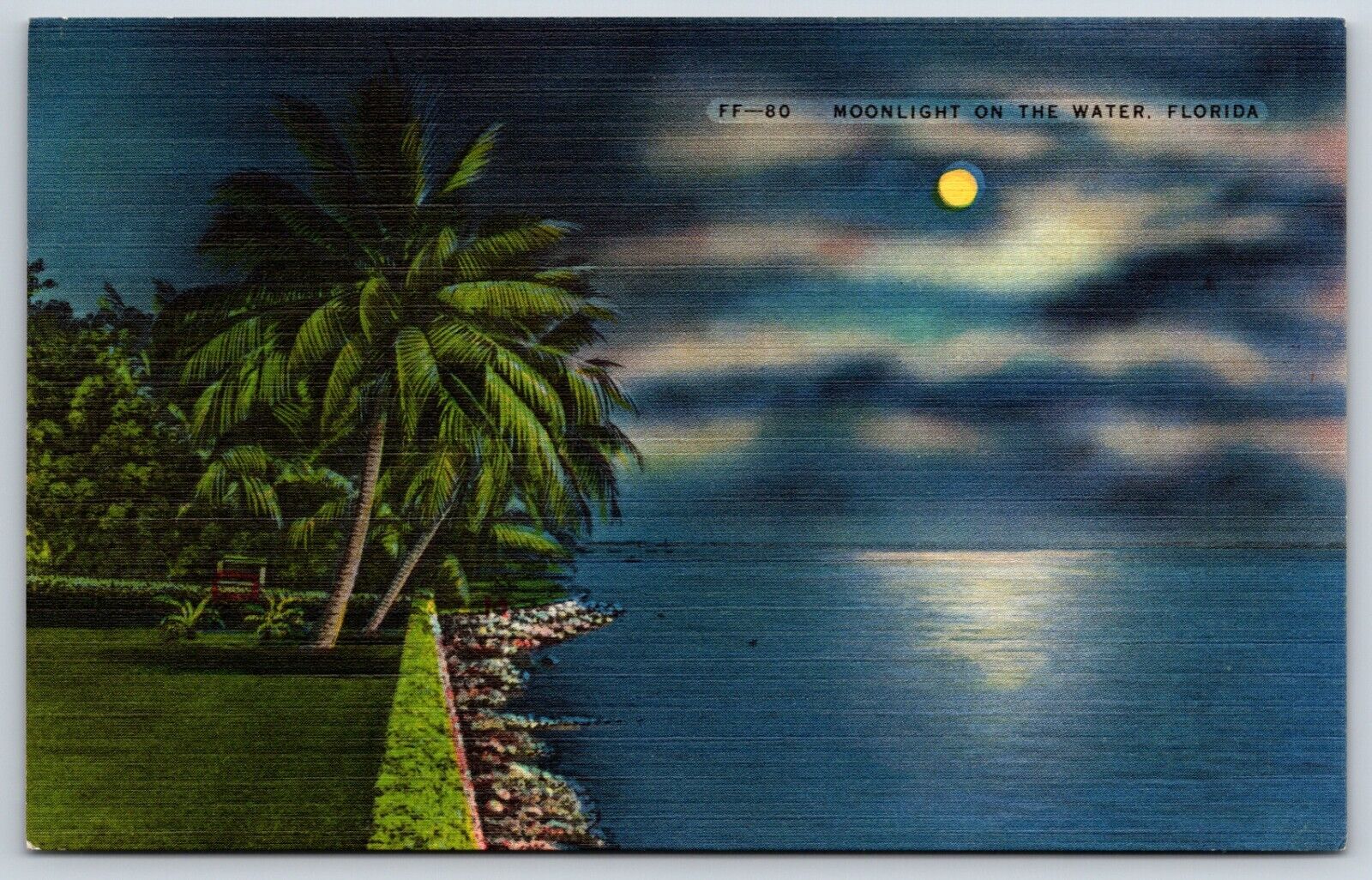 Postcard Moonlight On The Water, Florida Unposted