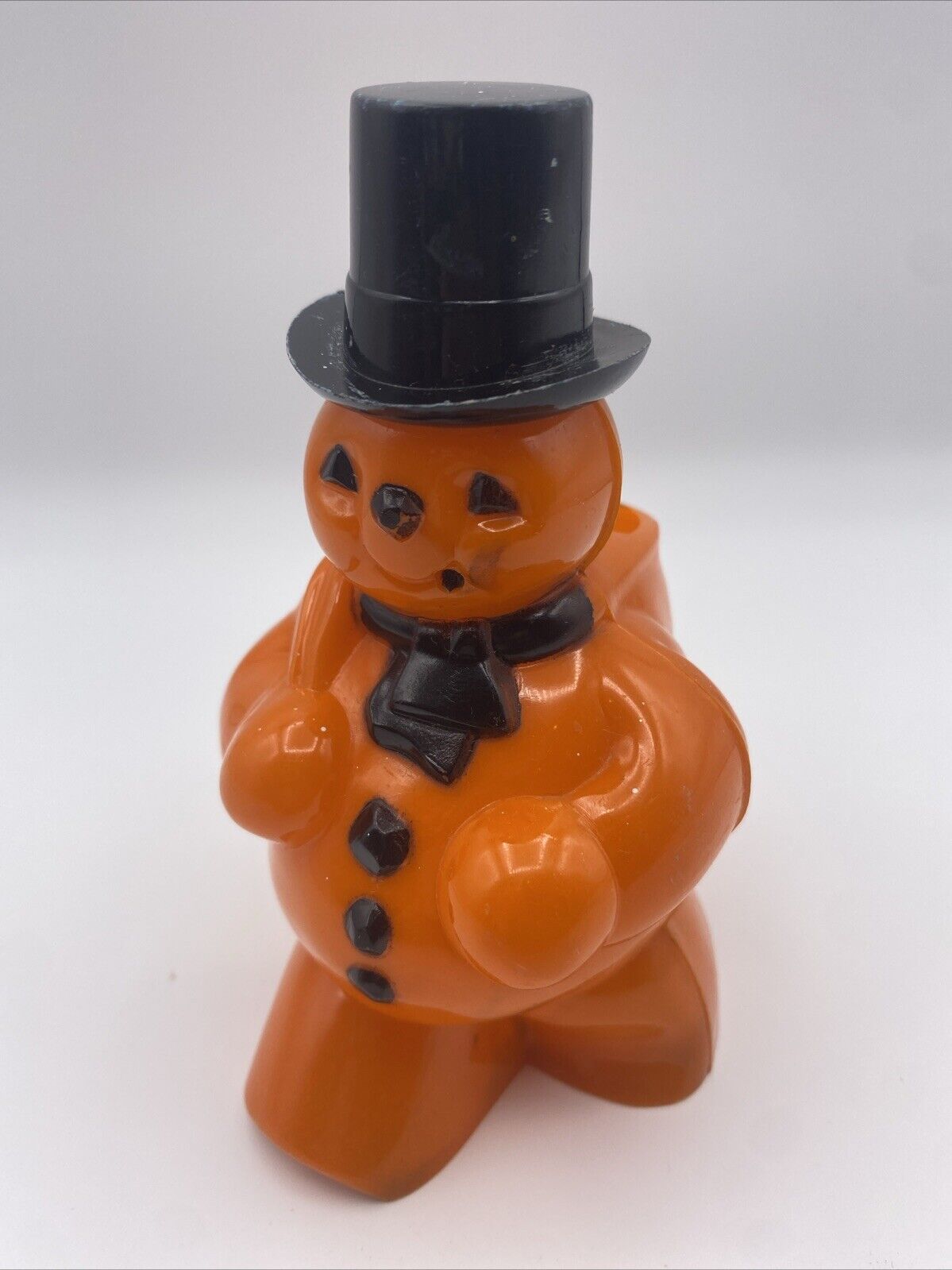 Vintage 1950’s Rosbro Jack-o’-lantern Snowman Plastic Candy Holder *missing Pipe