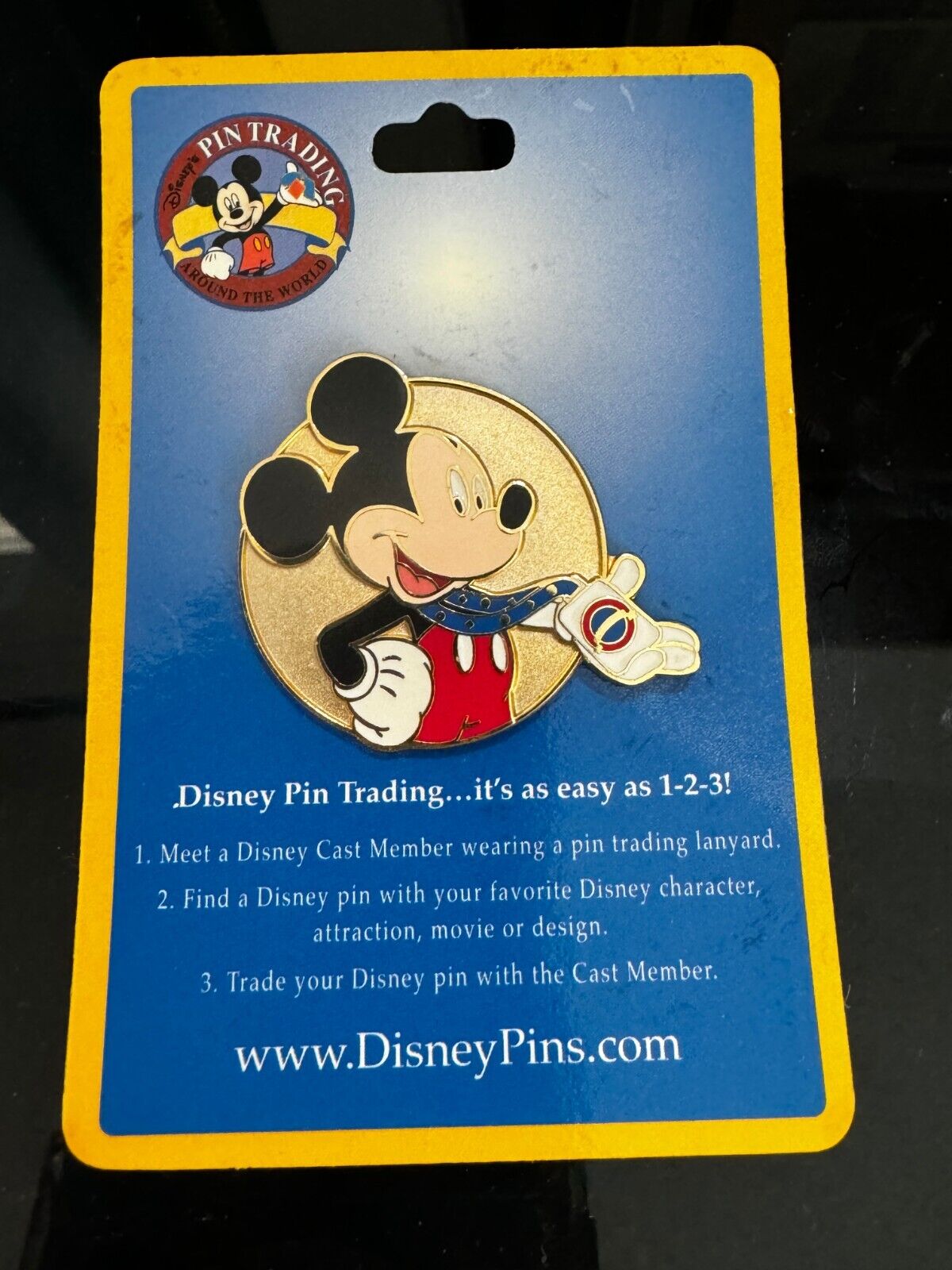 Disney Pin Trading...it\'s as easy as 1-2-3 Pin - Mickey Mouse & his lanyard